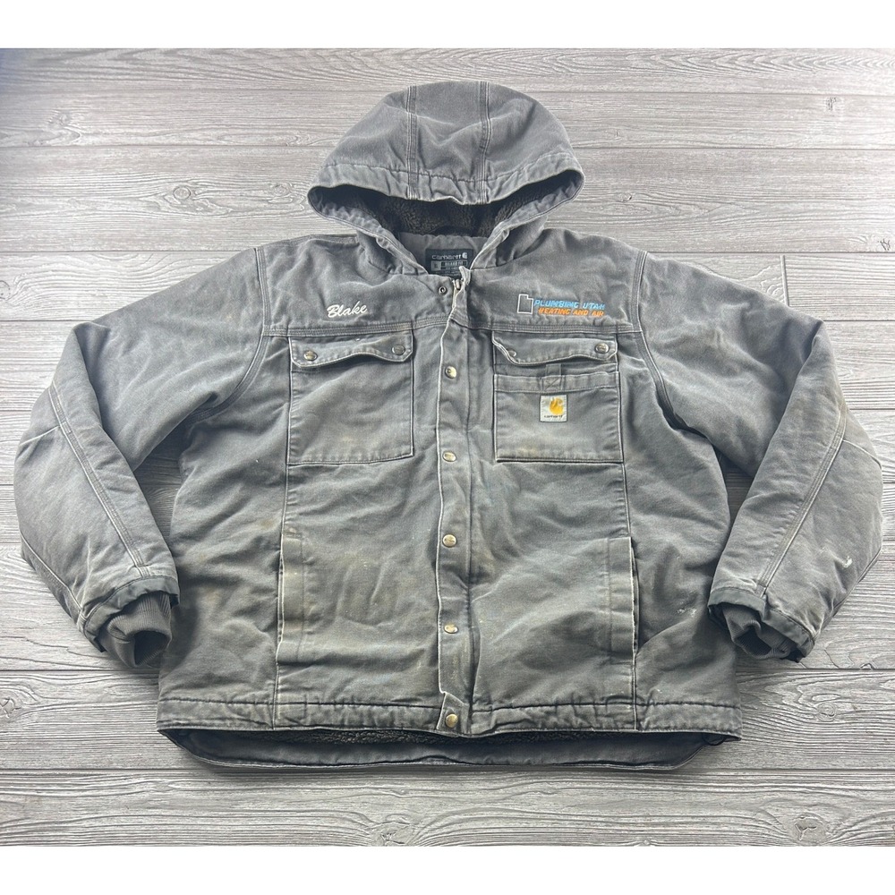 Carhartt OJ3826-M Relaxed Fit Sherpa Lined Utility Jacket Gray Mens XL